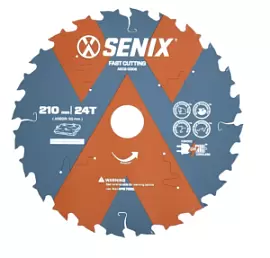 Фото товара «Диск пильный Senix 210 мм х 30 мм 24Т по дереву»