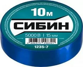 Фото товара «Изолента ПВХ СИБИН 10 м х 15 мм синяя (1235-7)»