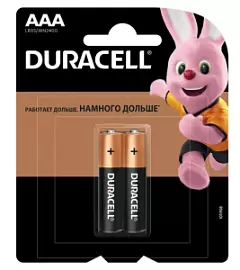 Фото товара «Батарейки Duracell Basic AAA LR03 CN алкалиновые (2 шт)»