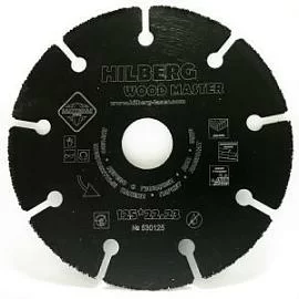 Фото товара «Диск пильный по дереву для УШМ Hilberg Super Wood 125х22,23 мм с карбид-вольфрамовыми напайками»